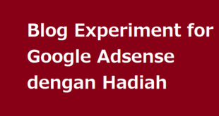 Blog Experiment for Google Adsense dengan Hadiah