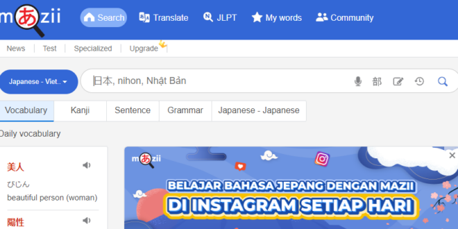 Aplikasi MAZII Kamus bahasa Jepang Indonesia